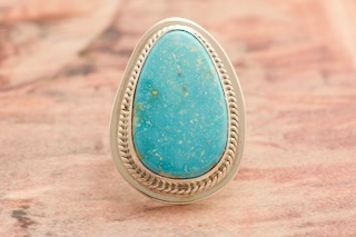 Genuine Kingman Turquoise Sterling Silver Native American Ring